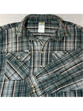 Carhartt Heavyweight Flannel Shirt Mens XL Tall Plaid Button Up Workwear Outdoor
